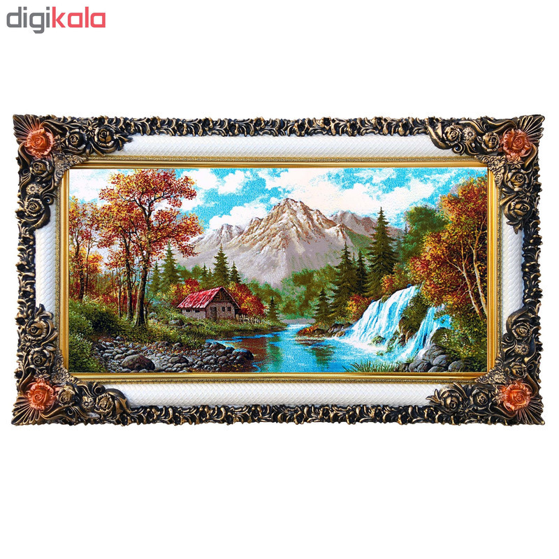 تابلو فرش ماشینی چارسوق فرشان طرح منظره کد 51010