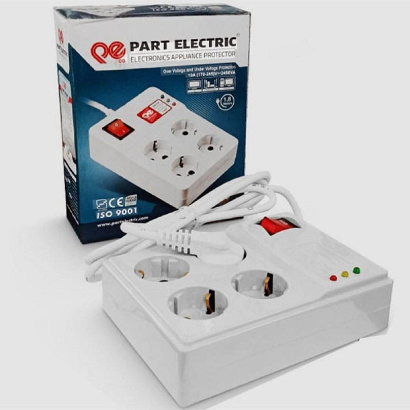 چند راهی برق و محافظ ولتاژ پارت الکتریک مدل PE2204