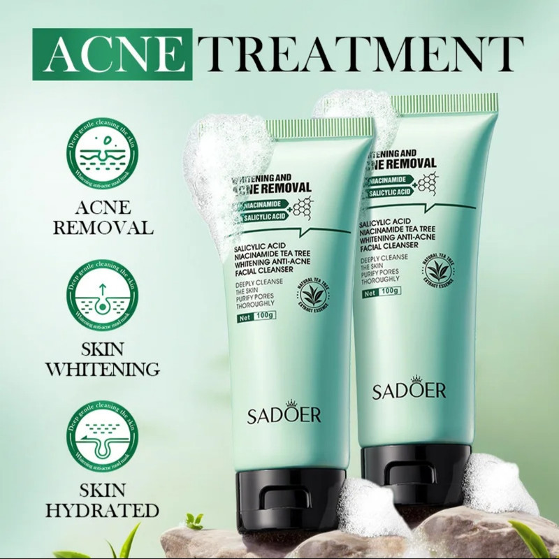 فوم ضد جوش صورت سادور مدل ANTI-ACNE مناسب برای پوست آکنه‌ای وزن 100 گرم