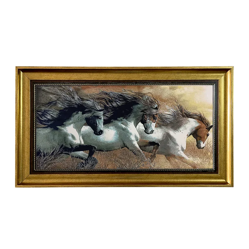 تابلو فرش ماشینی طرح دستبافت مدل اسب ها کد 8290