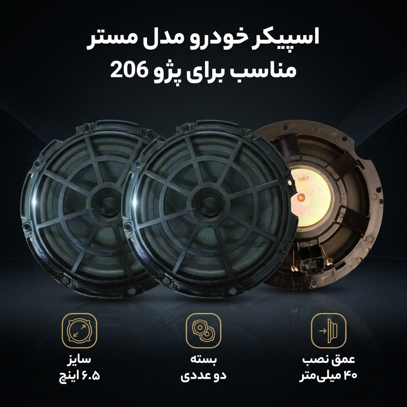 اسپیکر خودرو مدل مستر مناسب برای پژو 206 بسته دو عددی