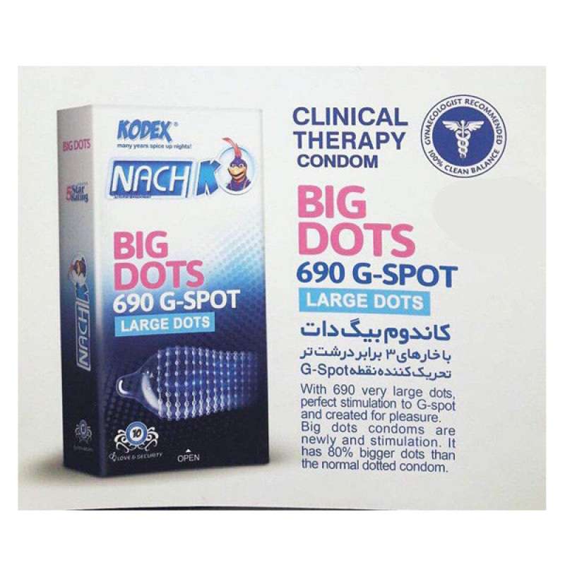 کاندوم ناچ کدکس مدل BIG DOTS مجموعه 2 عددی
