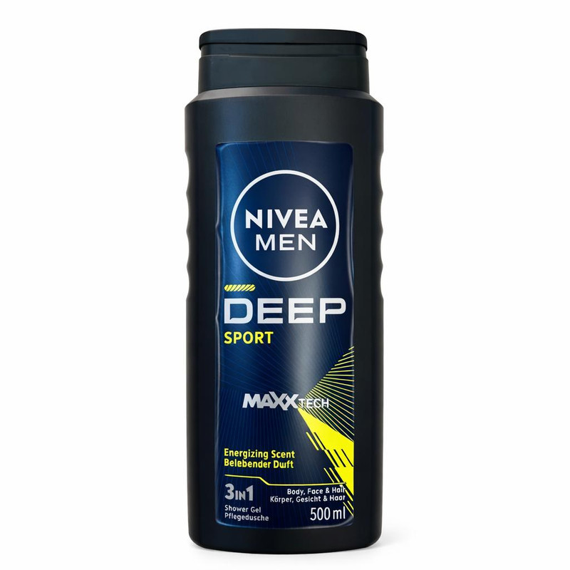 شامپو بدن نیوا مدل Deep Sport با رایحه آرگان مناسب برای انواع پوست حجم 500 میلی لیتر