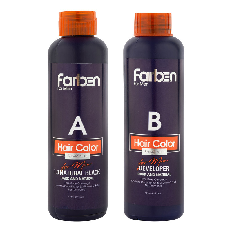 شامپو مو فاربن مدل Natural Black 1.0 حجم 150 میلی لیتر مجموعه 2 عددی