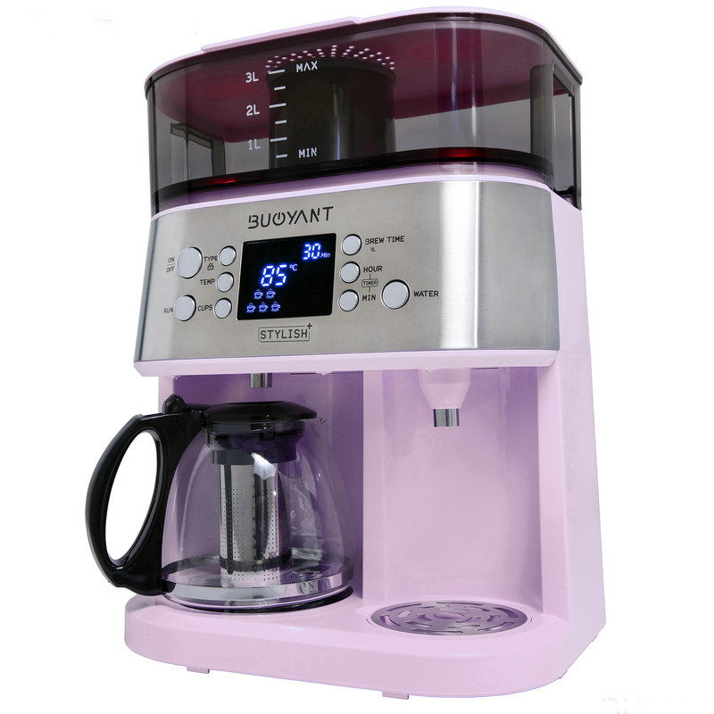 چای و قهوه‌ساز بویانت مدل Stylish Plus، با فیلتر استیل ضد زنگ، دارای تایمر، صفحه گرم نگهدارنده قهوه و عیب‌یابی خودکار