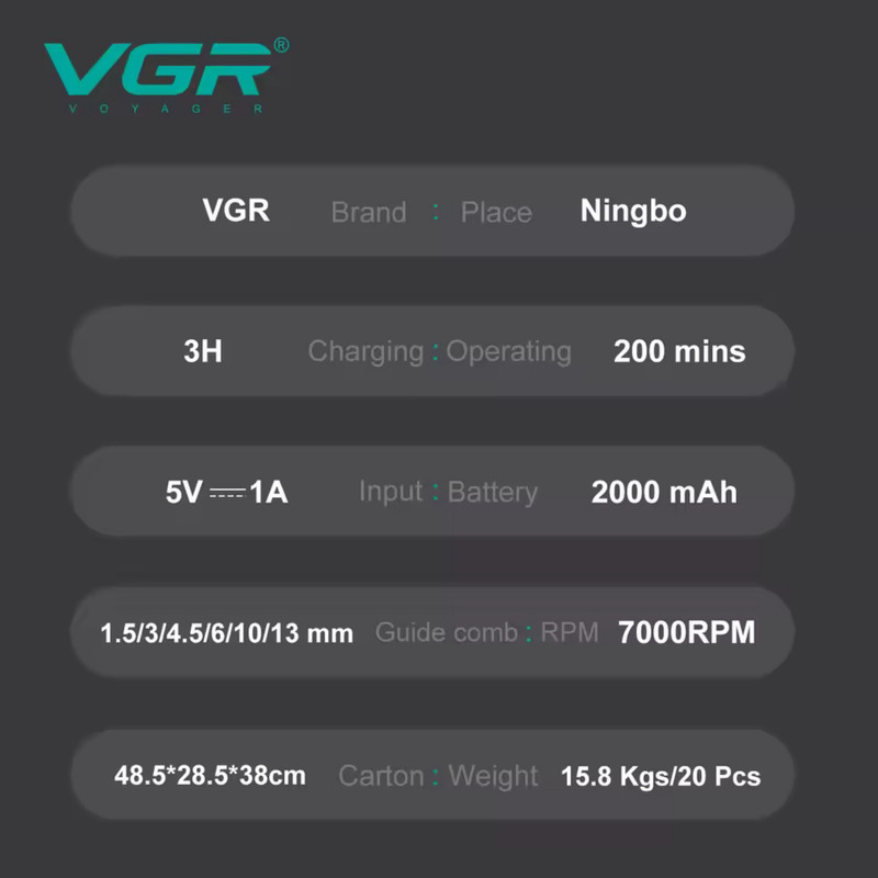 ماشین اصلاح موی سر و صورت شارژی وی جی ار مدل V-600B