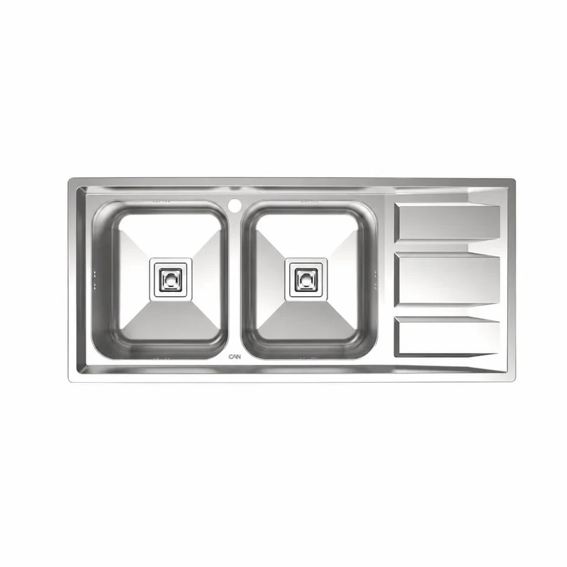 سینک ظرفشویی استیل توکار دو لگنه کن مدل 6132R