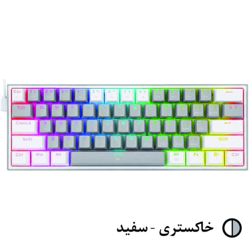 کیبورد گیمینگ ردراگون مدل K617 FIZZ، سوییچ مکانیکال قرمز، Tenkeyless، نورپردازی RGB