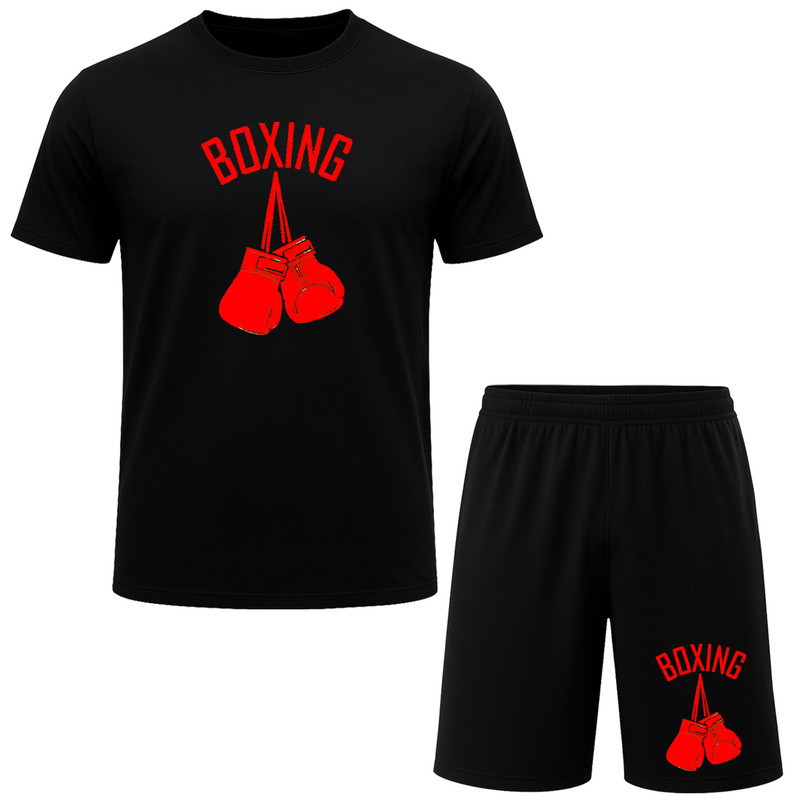 ست تیشرت آستین کوتاه و شلوارک راحتی مردانه مدل A20 طرح BOXING