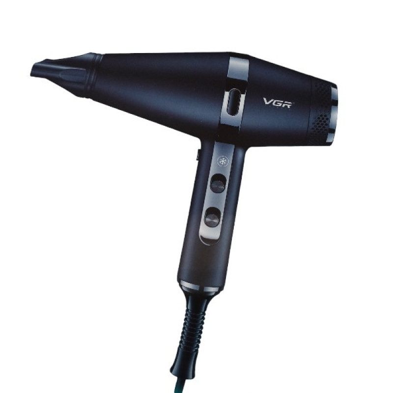 سشوار حرفه‌ای 2200 وات وی جی ار مدل V-451، موتور AC، وزن 1200 گرم، المنت سرامیک تورمالین، دارای سری دیسپانسر، متمرکز‌کننده پهن، سری شانه‌دار با ویژگی فرکنندگی، صاف‌کنندگی، حجم‌دهندگی، با قابلیت عملکرد توربو، خشک‌کردن سریع