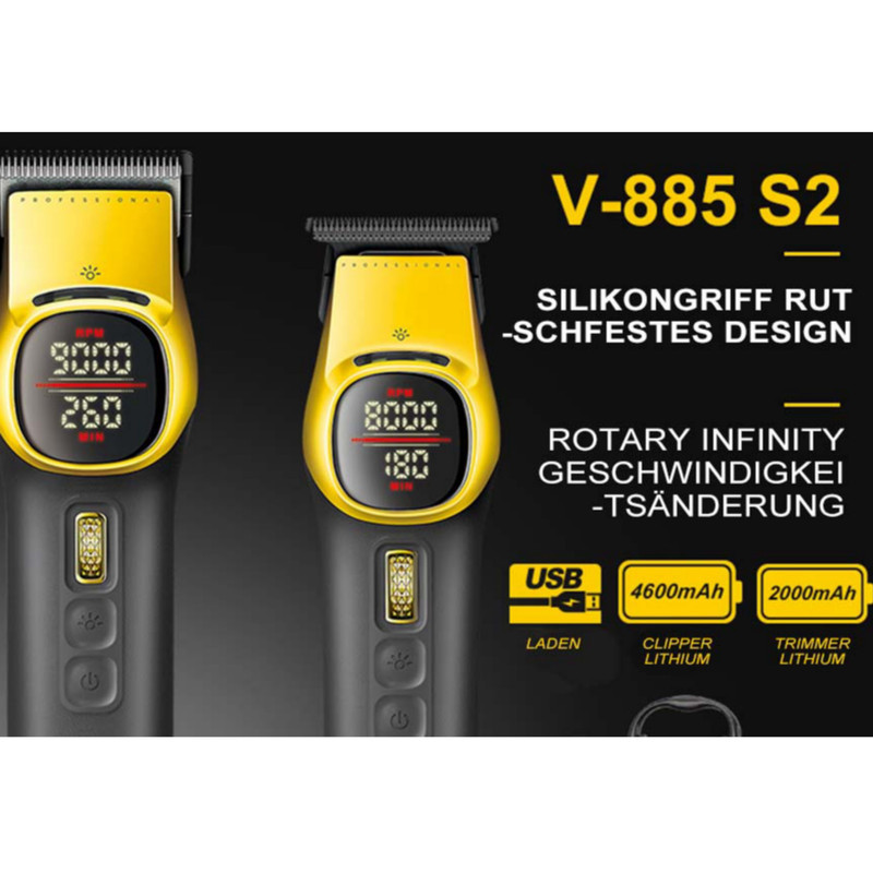 ماشین اصلاح موی سر و صورت شارژی وی جی ار مدل V-885 S2 مجموعه 2 عددی
