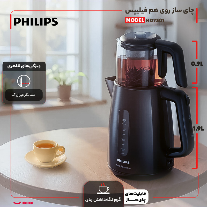 چای ساز روی هم فیلیپس مدل HD7301