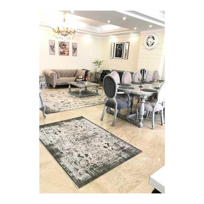 فرش ماشینی 420 شانه زمینه طوسی حاشیه طوسی مدل پلاتینیوم کد 5028
