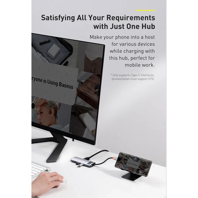هاب 8 پورت USB-C باسئوس مدل CAHUB-CV0G