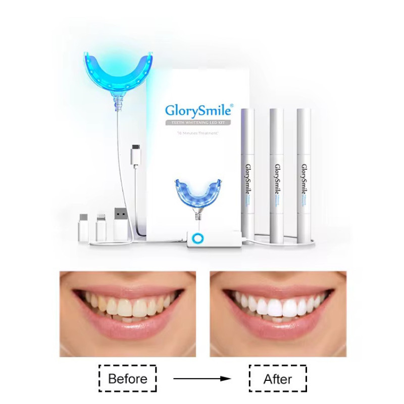 کیت بلیچینگ سفیدکننده دندان گلوری اسمایل مدل GS-001W به همراه قلم ژل سفید کننده بسته 4 عددی