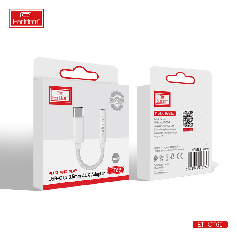 مبدل USB-C به جک AUX ارلدام مدل ET-OT69