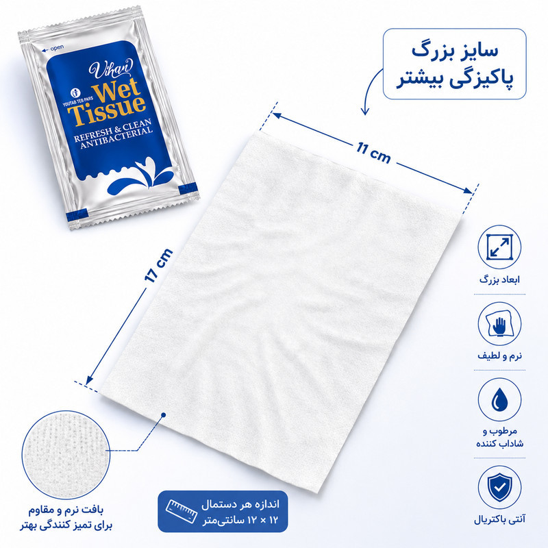 دستمال مرطوب ویهان مدل AntiBacterial-4-100 بسته 100 عددی مجموعه 4 عددی