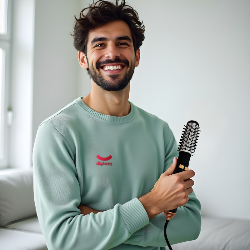 سشوار برس‌دار چرخشی 1200 وات دی اس پی مدل E_50001، موتور AC، وزن 300 گرم، المنت فلز، دارای سری برس‌دار گرد باریک، سری برس‌دار گرد پهن، سری برس‌دار تخت، خشک‌کن ملایم با ویژگی فرکنندگی، صاف‌کنندگی، حجم‌دهندگی، با قابلیت باد سرد
