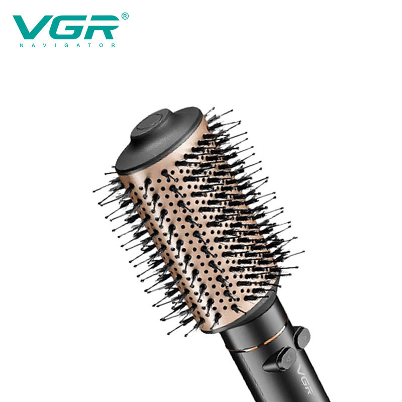 سشوار برس‌دار چرخشی 800 وات وی جی ار مدل V-494، موتور DC، وزن 300 گرم، المنت فلز، با قابلیت باد سرد، فناوری تولید یون، با قابلیت سیم گردان