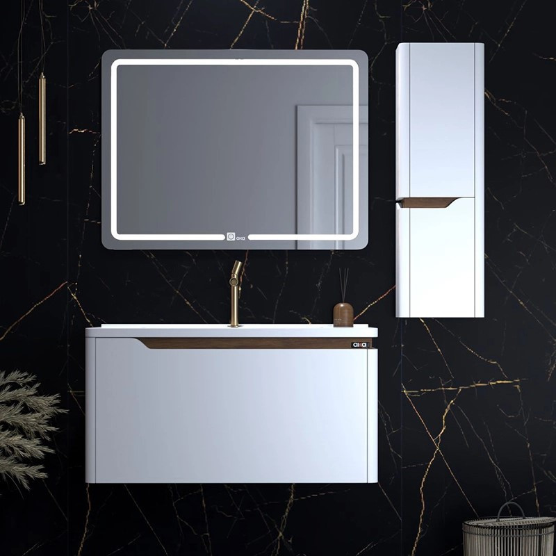 ست کابینت و روشویی آلکا مدل 6080 به همراه باکس و آینه لایت دار
