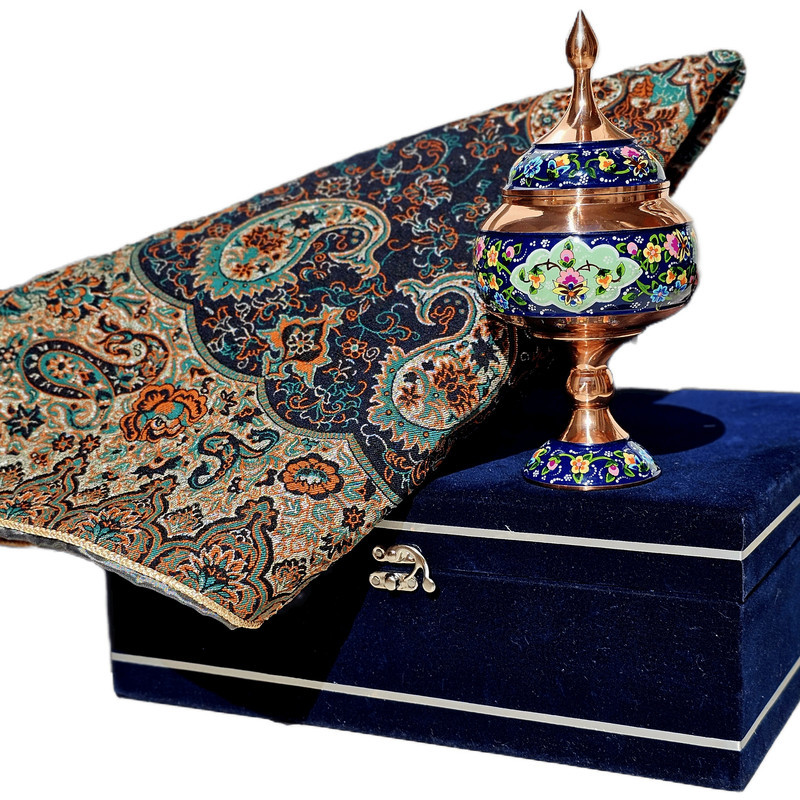 ست هدیه نگارستان نیلی مدل مس و ترمه کد pardaz24