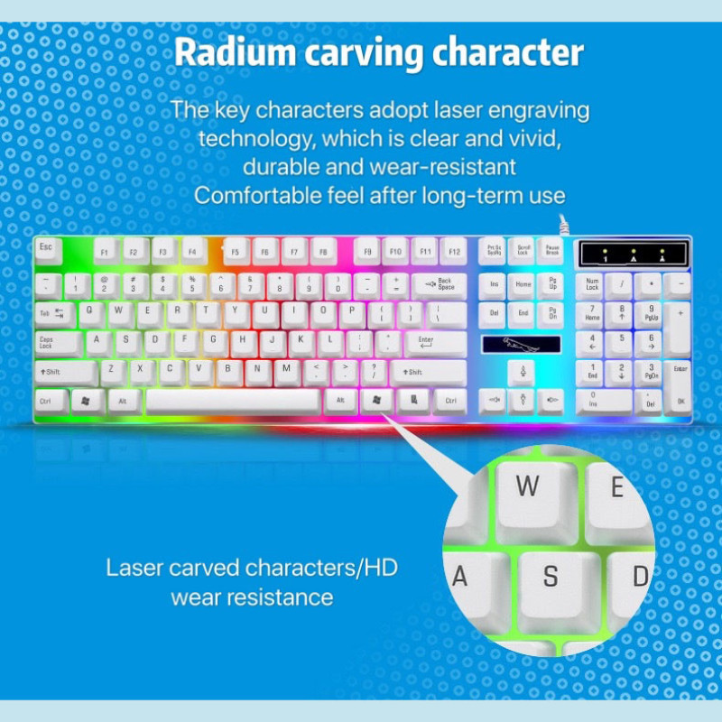 کیبورد و ماوس گیمینگ مدل G21B، سوییچ ممبران، Full-size، نورپردازی RGB