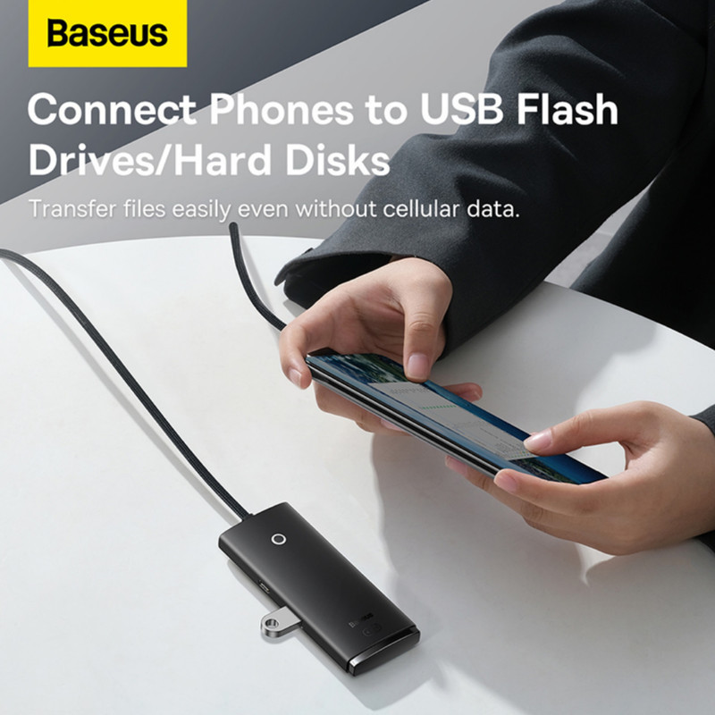 هاب 4 پورت USB -C باسئوس مدل Lite Series - WKQX03040 1m