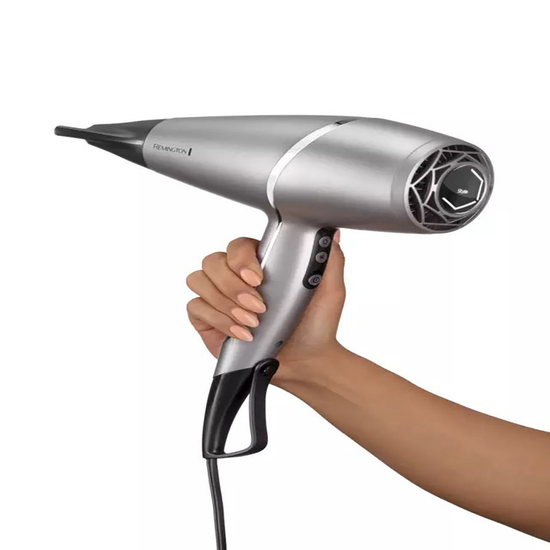 سشوار حرفه‌ای 2400 وات رمینگتون مدل AC9800 PROLUX، موتور AC، وزن 250 گرم، المنت سرامیک، دارای سری دیسپانسر با ویژگی حجم‌دهندگی، صاف‌کنندگی، فرکنندگی، با قابلیت صفحه نمایش