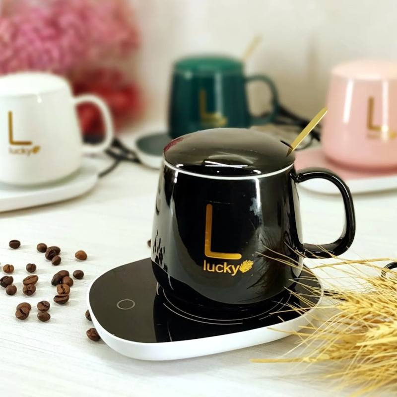 ماگ حرارتی لاکی طرح هیتردار به همراه صفحه گرمکن