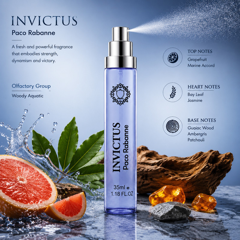 ادو پرفیوم مردانه هارلینگن مدل Invictus Paco Rabanne با رایحه خنک حجم 35 میلی لیتر