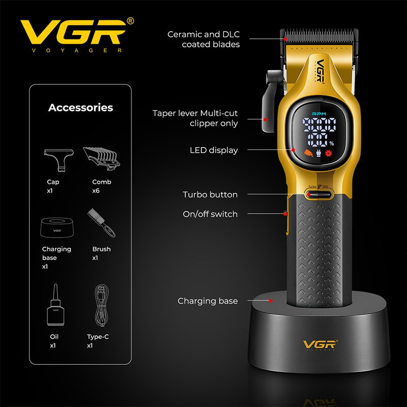 ماشین اصلاح موی سر و صورت شارژی وی جی ار مدل V-886C