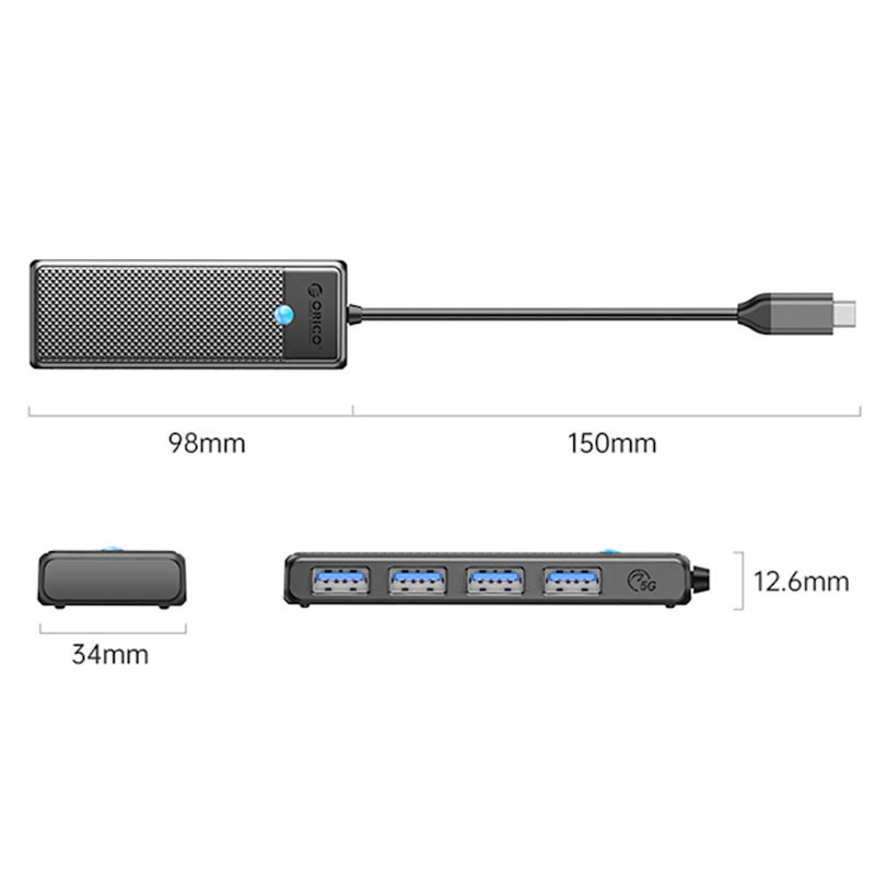 هاب 4 پورت USB-C اوریکو مدل PAPW4A-C3-015