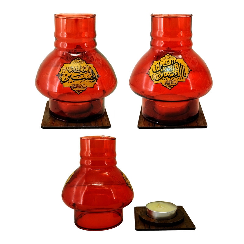 جاشمعی مدل مذهبی پایه چوبی طرح السلام علیک یا اباالفضل ع و السلام علیک یا اباعبدالله ع کد 102667