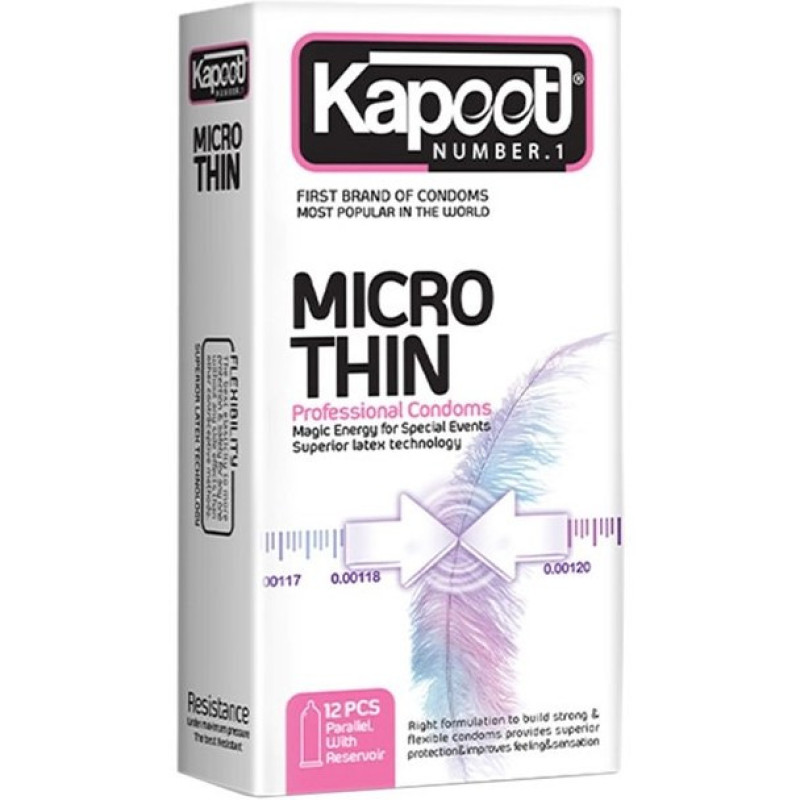 کاندوم کلاسیک کاپوت مدل MICRO THIN بسته 12 عددی به همراه کاندوم تاخیری کاپوت مدل VIAGRIS DELAY بسته 12 عددی