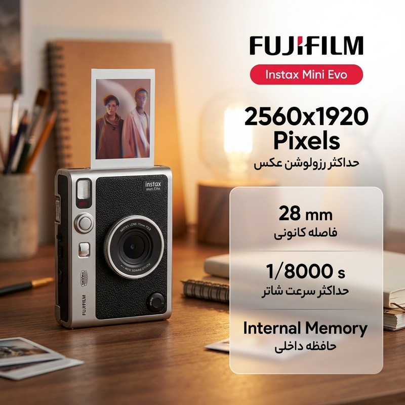 دوربین عکاسی چاپ سریع فوجی فیلم مدل Instax Mini Evo