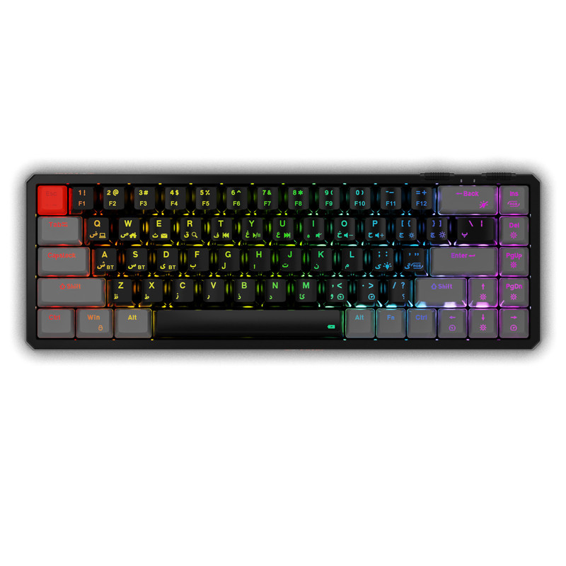 کیبورد گیمینگ فاطر مدل KCR-8000B، مکانیکال سوییچ قرمز، Tenkeyless، نورپردازی RGB