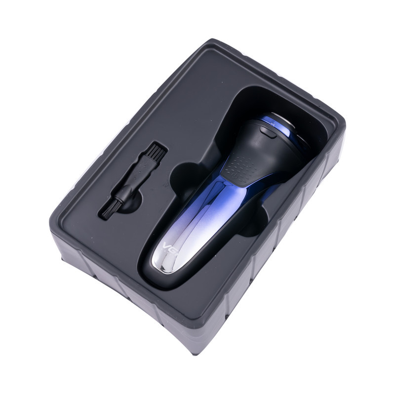 ماشین اصلاح موی صورت وی جی آر مدل V-306 با تیغه استیل ضد زنگ چرخشی، حرکت سری در 5 جهت، استفاده خشک و مرطوب، شارژ USB و نمایشگر LED میزان شارژ