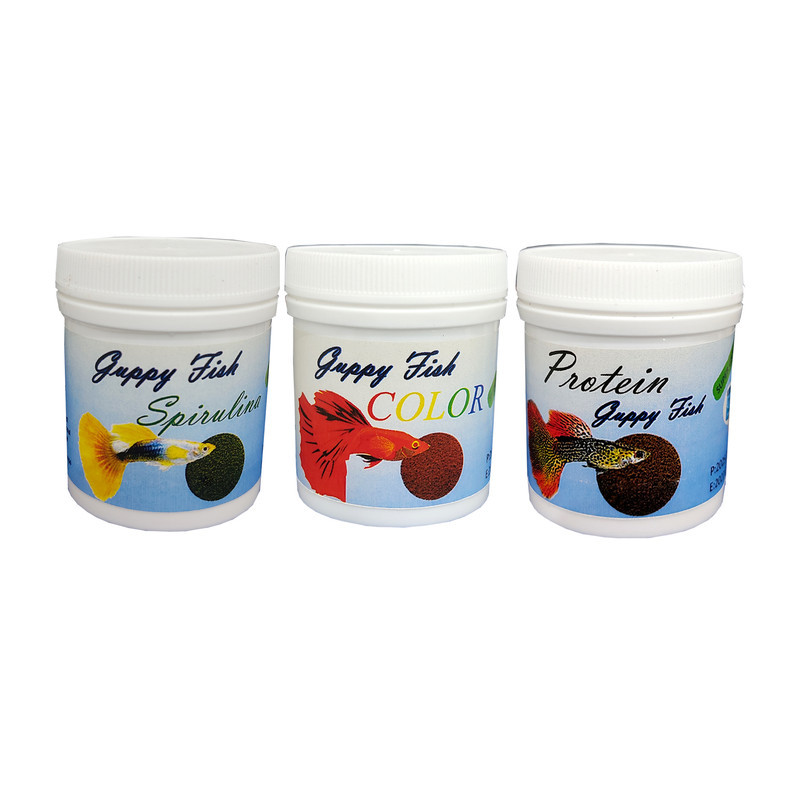 غذای ماهی گوپی مدل spirulina & color & protein وزن 150 گرم بسته 3 عددی