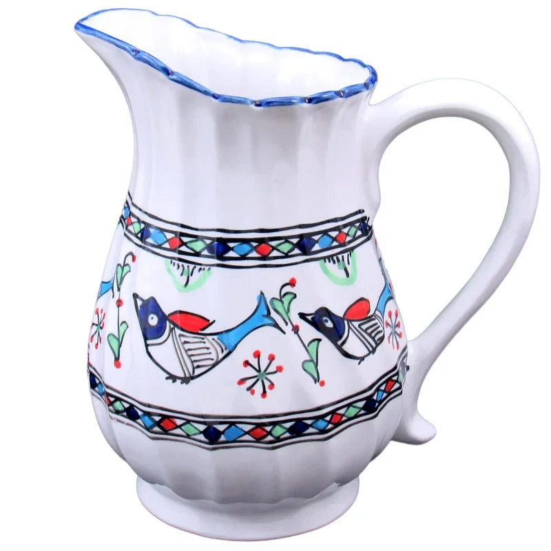 پارچ پیچ چینی میبدمروارید مدل مرغی رنگی