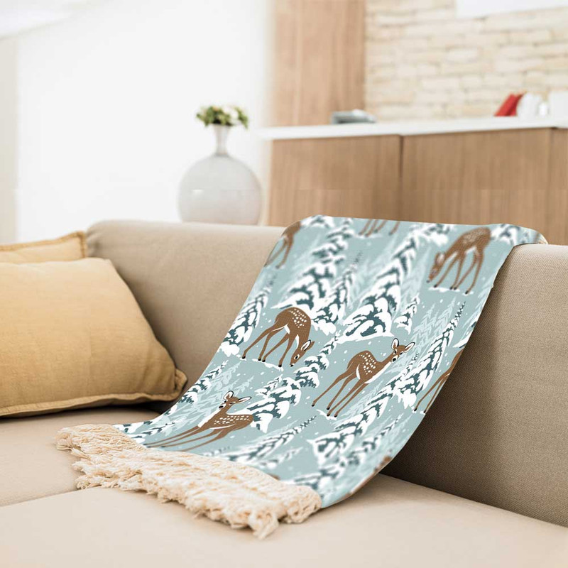 شال مبل طرح زمستان کد Q2SH1069 سایز 98x180 سانتی متر
