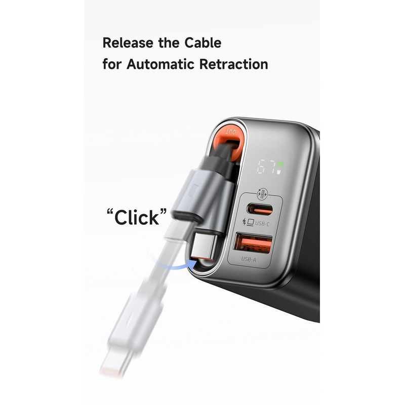 شارژر دیواری 67 وات مک دودو مدل CH-4100 به همراه کابل متصل به بدنه USB-C