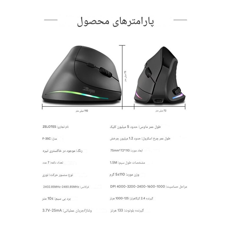 ماوس بی سیم زیلوتس مدل F-35C