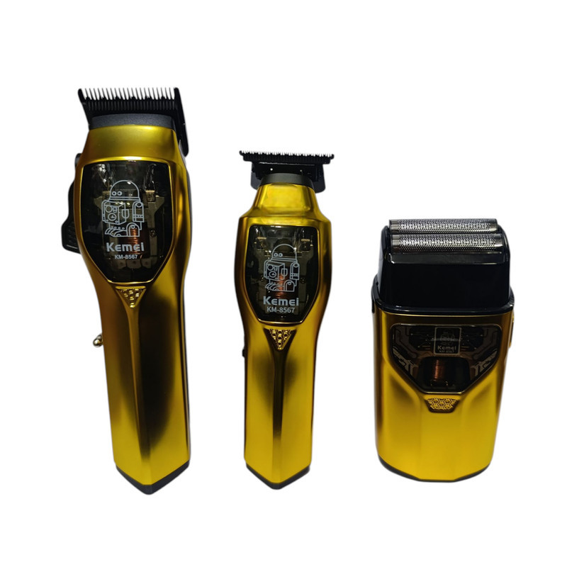 ماشین اصلاح موی سر و صورت شارژی کیمی مدل km-8567 مجموعه 3 عددی