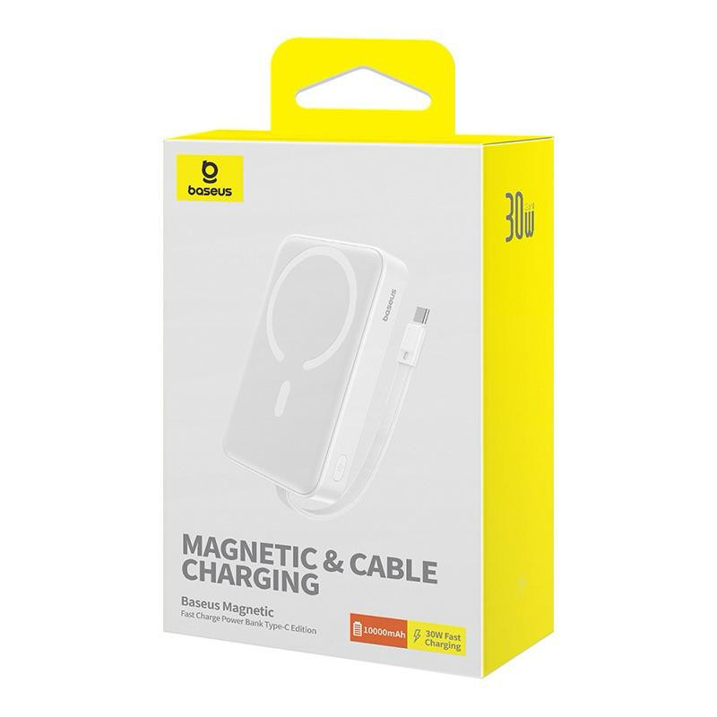پاوربانک بی‌سیم 30 وات باسئوس مدل Magnetic Mini ظرفیت 10000 میلی آمپر ساعت