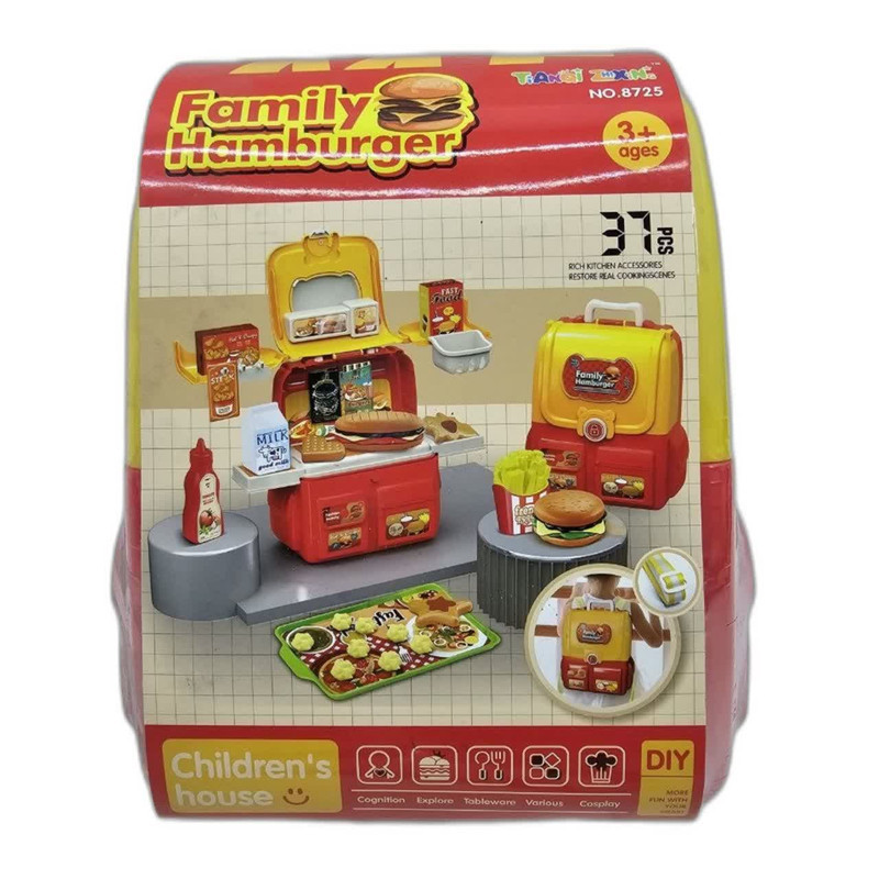 ست اسباب بازی آشپزخانه ناب سل مدل  کوله پشتی فست فود 37 تکه 37PCS FAMILY HAMBURGER CHILDREN HOUSE