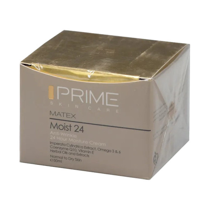 کرم ضد چروک پرایم مدل مجموعه مراقبت پوست Matex  Moist-24 مناسب برای پوست معمولی، خشک حجم 50 میلی‌لیتر به همراه کرم ضد آفتاب بدون رنگ پرایم SPF 50 مدل aging ‌محافظ UVA ،UVB و PA+++ مناسب برای انواع پوست‌ حجم 40 میلی لیتر