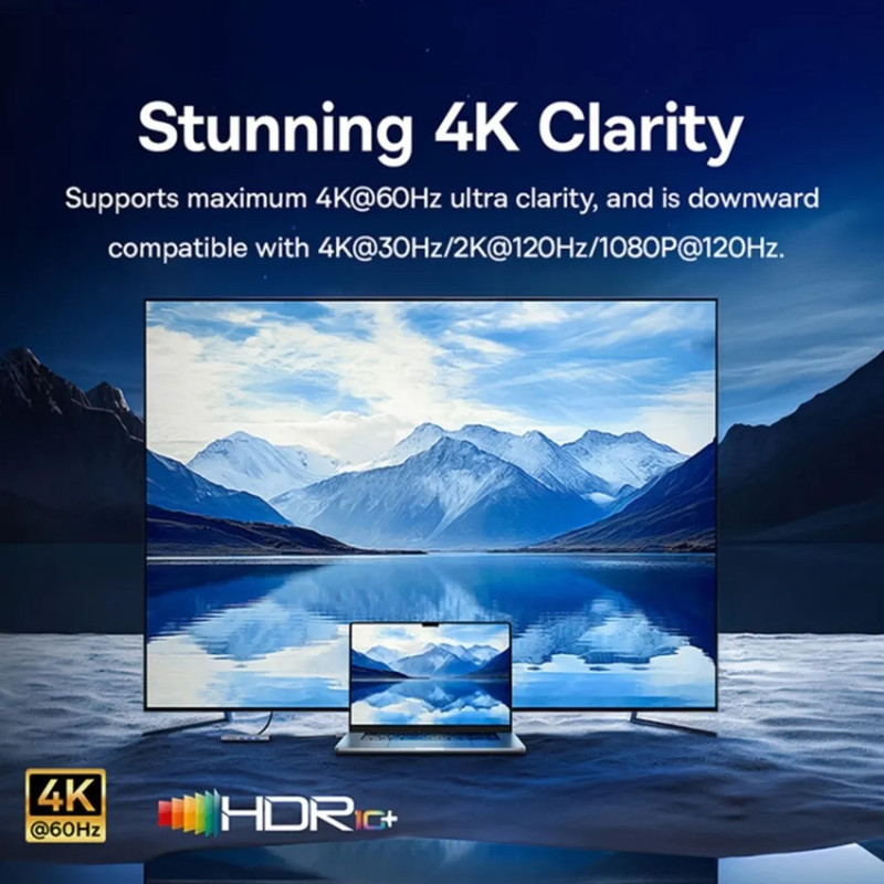 هاب 10 پورت USB-C بیسوس مدل Clarity New 4K 60HZ