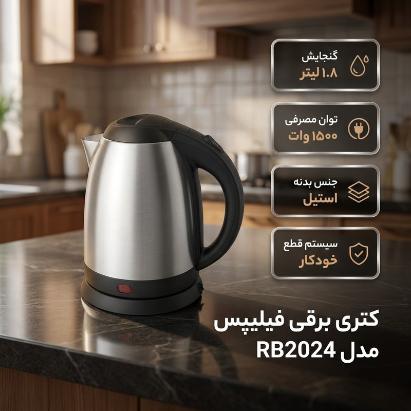 کتری برقی فیلیپس مدل RB2024 گنجایش 1.8 لیتر