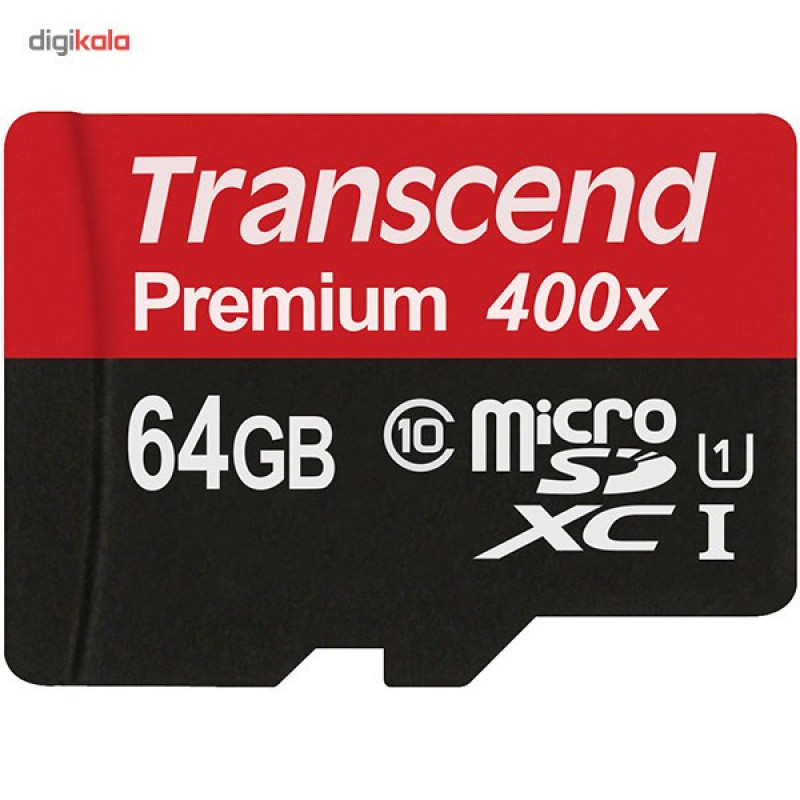 کارت حافظه microSDXC ترنسند مدل Premium کلاس 10 استاندارد UHS-I U1 سرعت 60MBps 400X همراه با آداپتور SD ظرفیت 64 گیگابایت