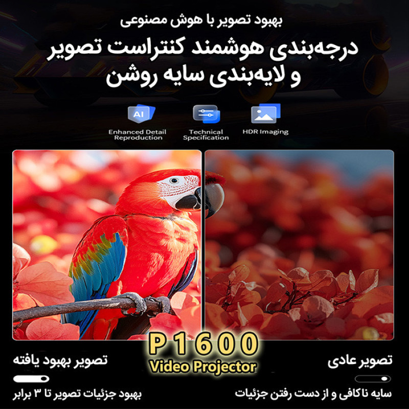 ویدئو پروژکتور مدل P1600 با رزولوشن 4k